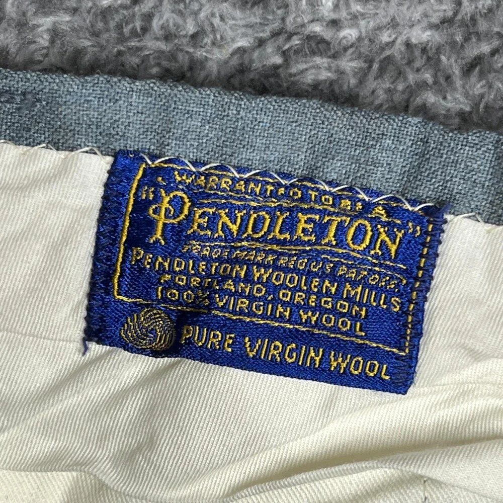 Pendleton Pants Mens 30x26 Gray Tweed Wool Dress Pants Pleated Cuffed Relaxed